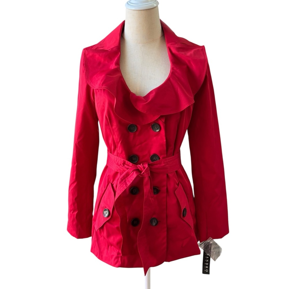 SANDRO Red Trench Coat - Picture 2 of 10